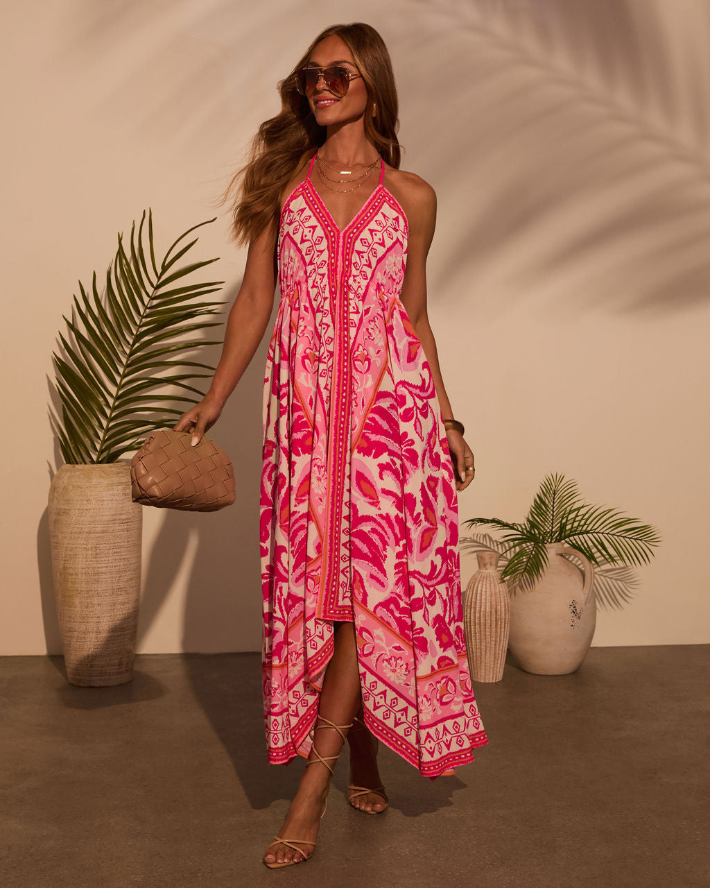 Vineyard Border Print Maxi Dress-Matylis
