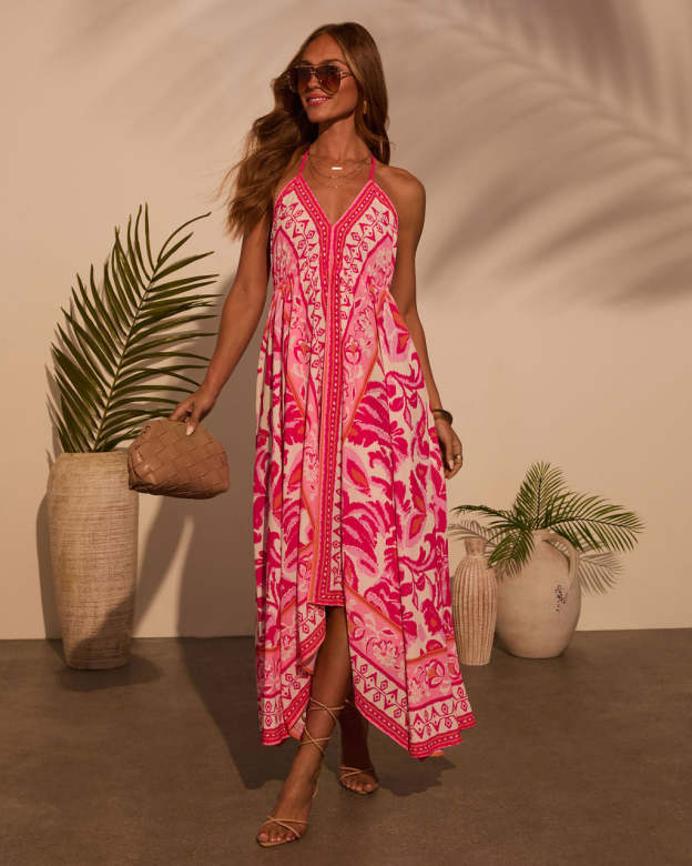 Vineyard Border Print Maxi Dress-Matylis