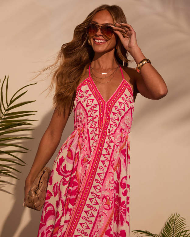 Vineyard Border Print Maxi Dress-Matylis