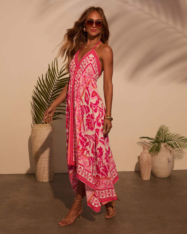 Vineyard Border Print Maxi Dress-Matylis