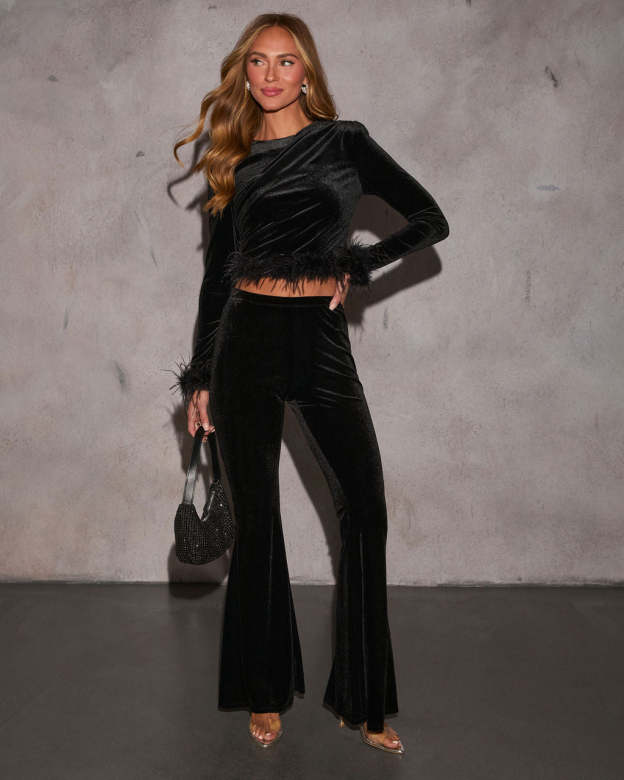 Veyda Velvet Fur Trim Top-Matylis