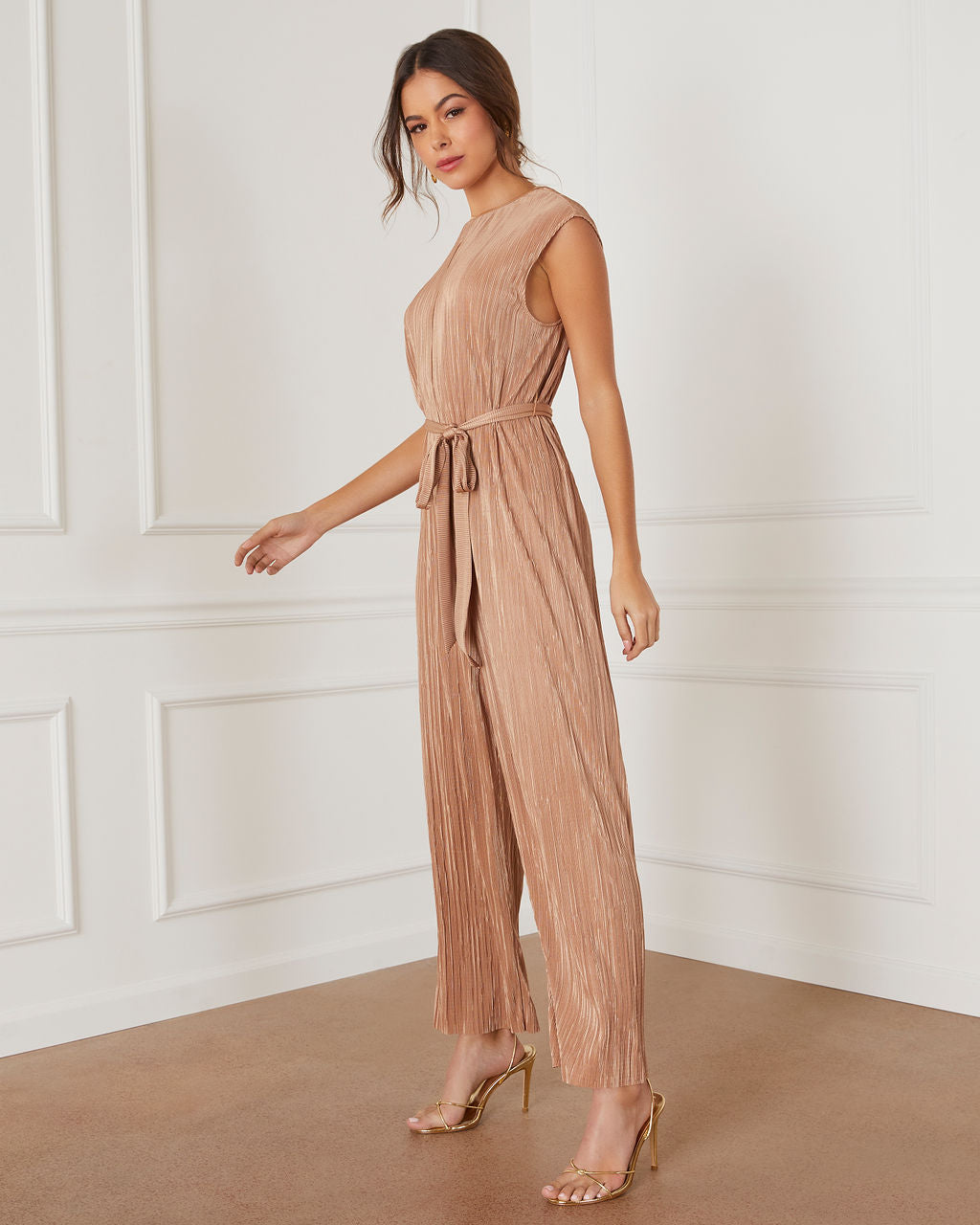 Working Girl Plisse Tie Waist Jumpsuit-Matylis