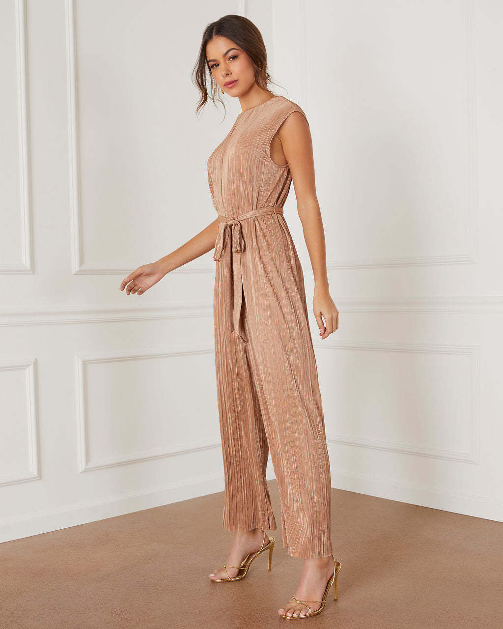 Working Girl Plisse Tie Waist Jumpsuit-Matylis