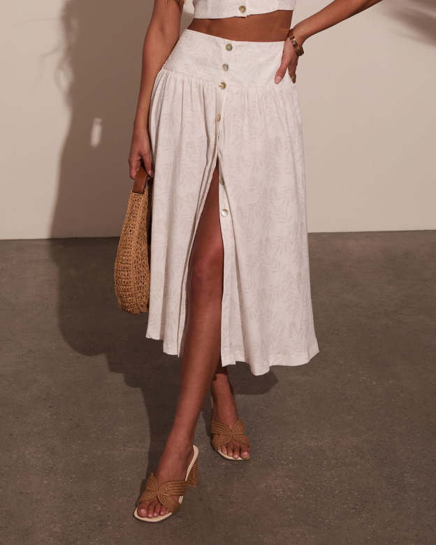 Tropical Chill Palm Midi Skirt-Matylis