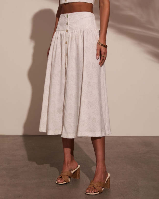 Tropical Chill Palm Midi Skirt-Matylis