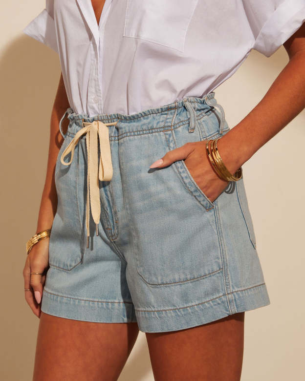 Westley Drawstring Denim Shorts-Matylis