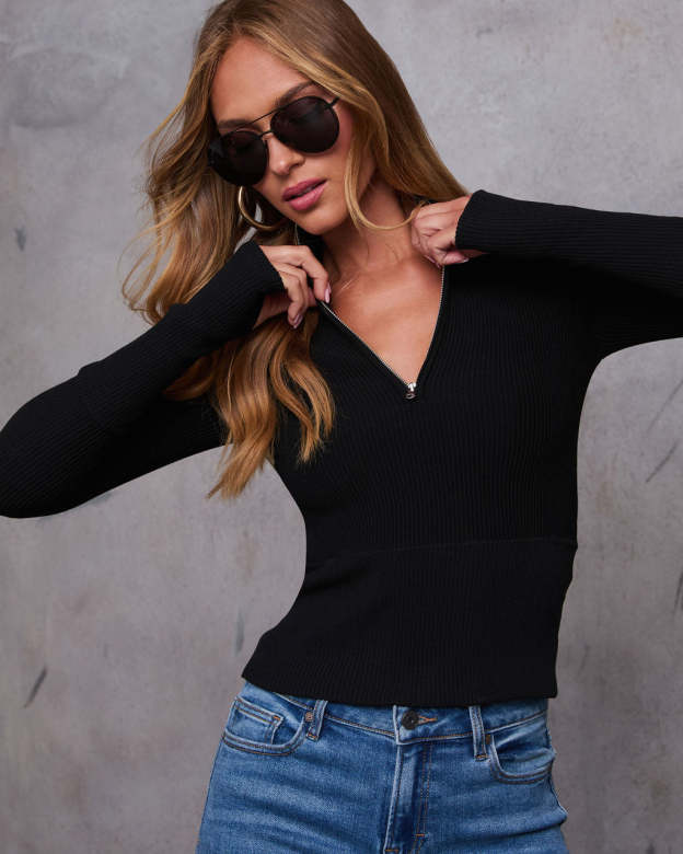 Veronna Quarter Zip Knit Top-Matylis