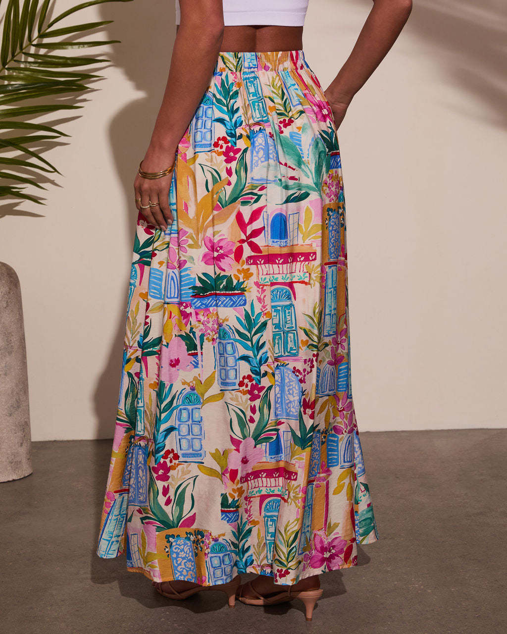 Travel Dreams Flowy Maxi Skirt-Matylis