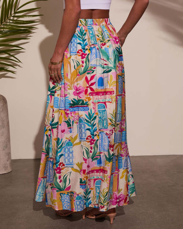 Travel Dreams Flowy Maxi Skirt-Matylis
