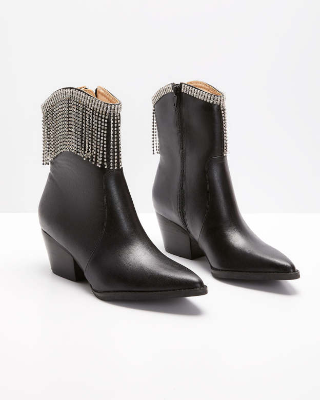 Womack Fringe Tassel Ankle Boots-Matylis