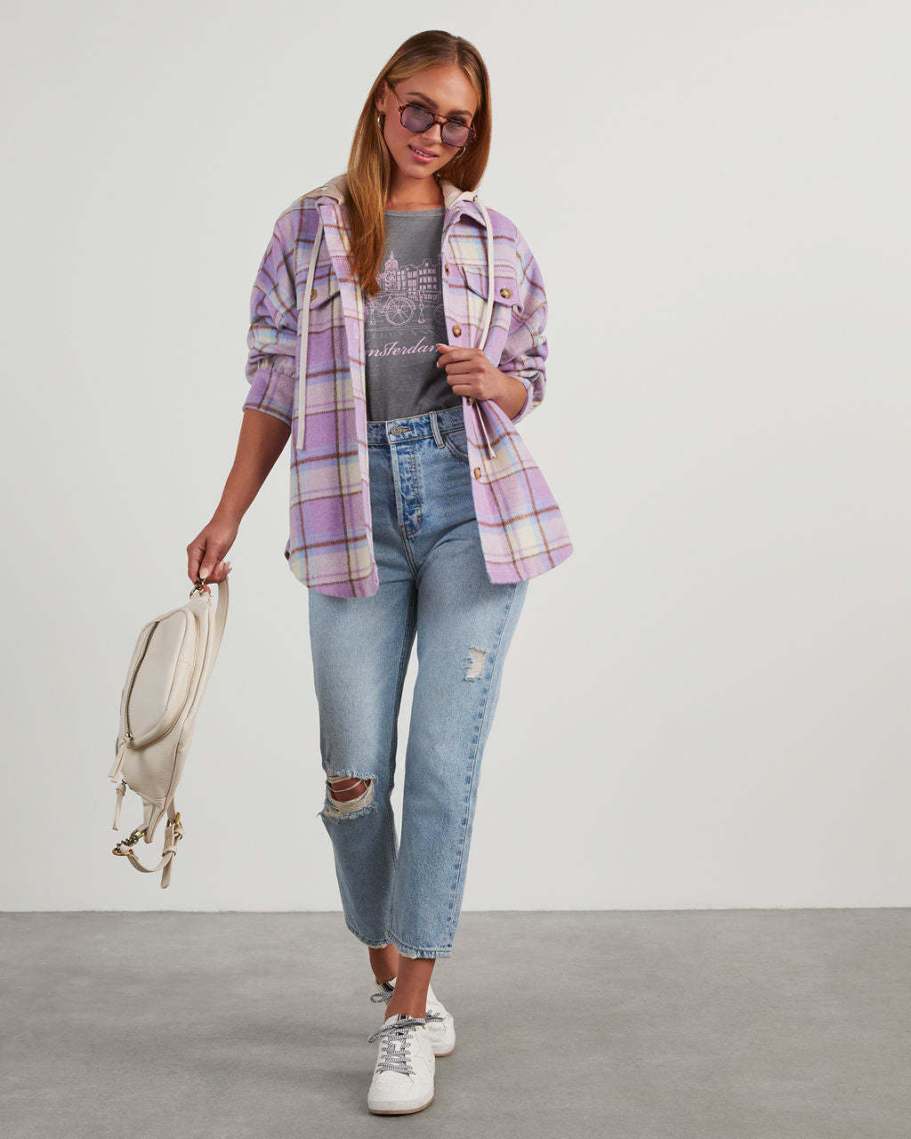 Vaughn Plaid Hooded Shacket-Matylis