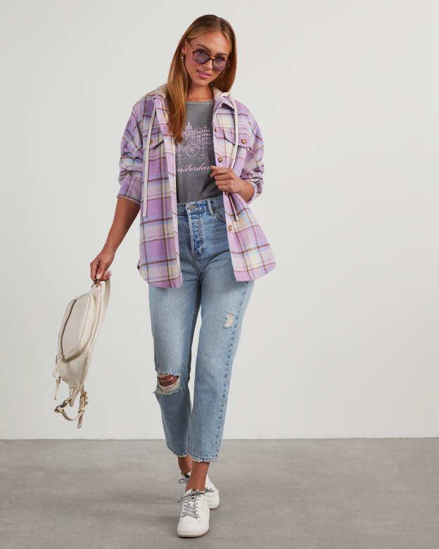 Vaughn Plaid Hooded Shacket-Matylis