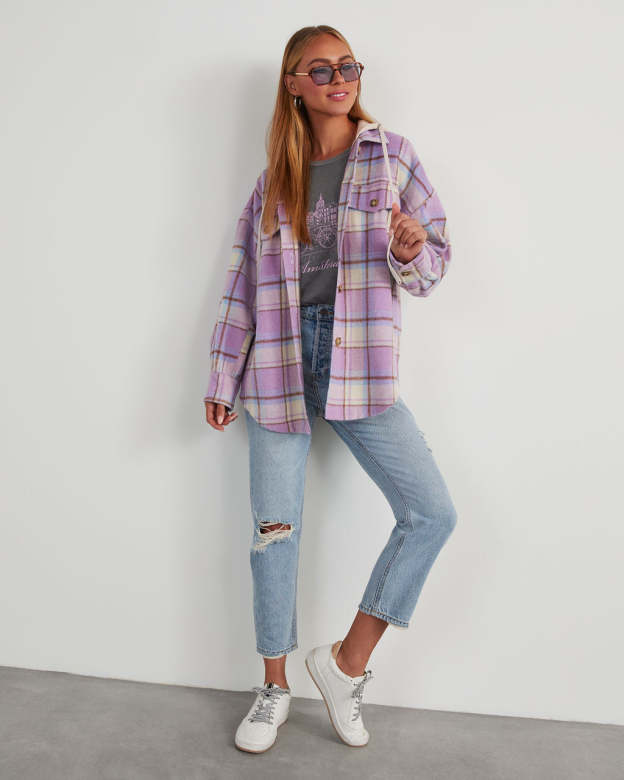 Vaughn Plaid Hooded Shacket-Matylis