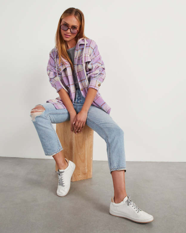 Vaughn Plaid Hooded Shacket-Matylis