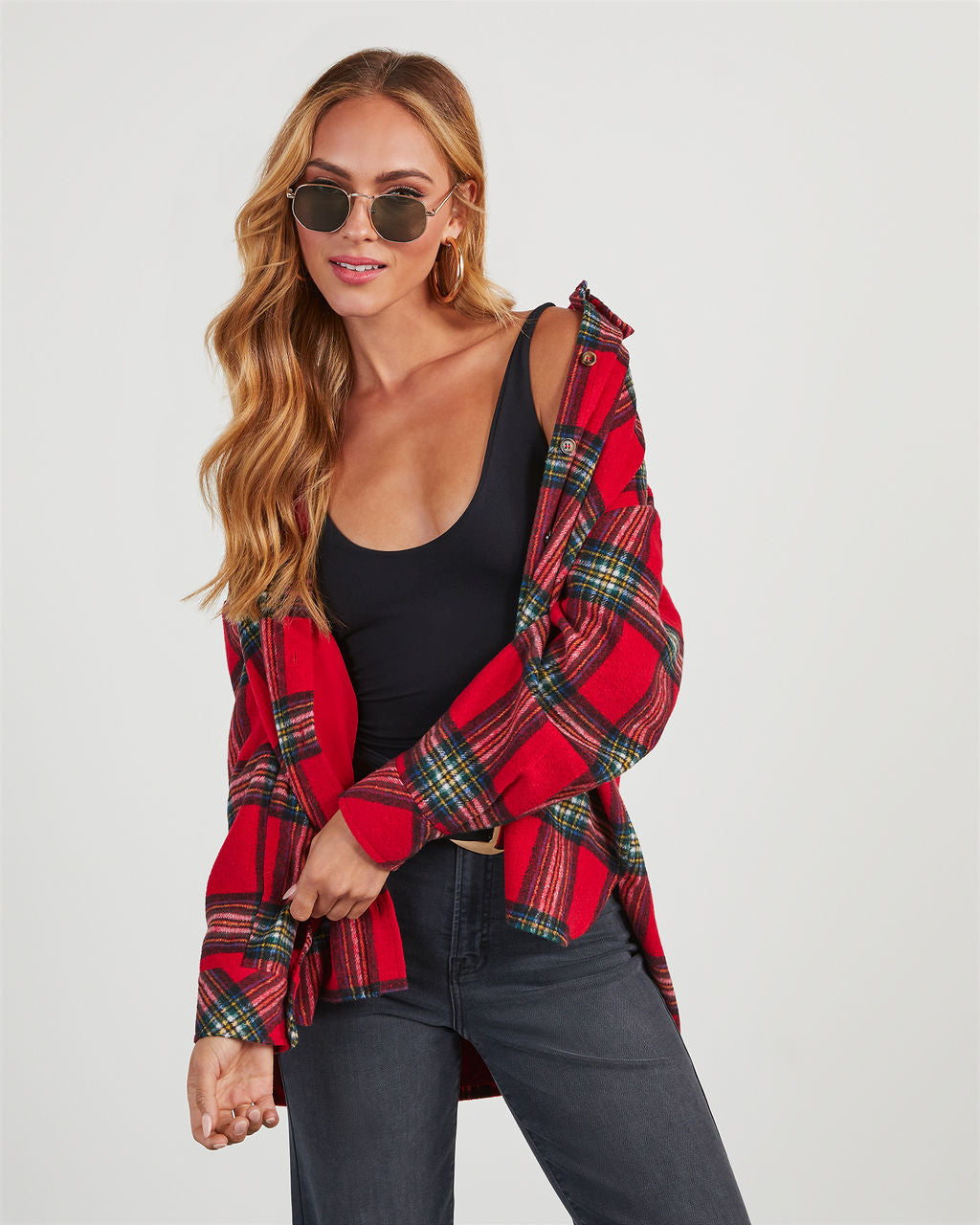 Tucker Plaid Shacket-Matylis