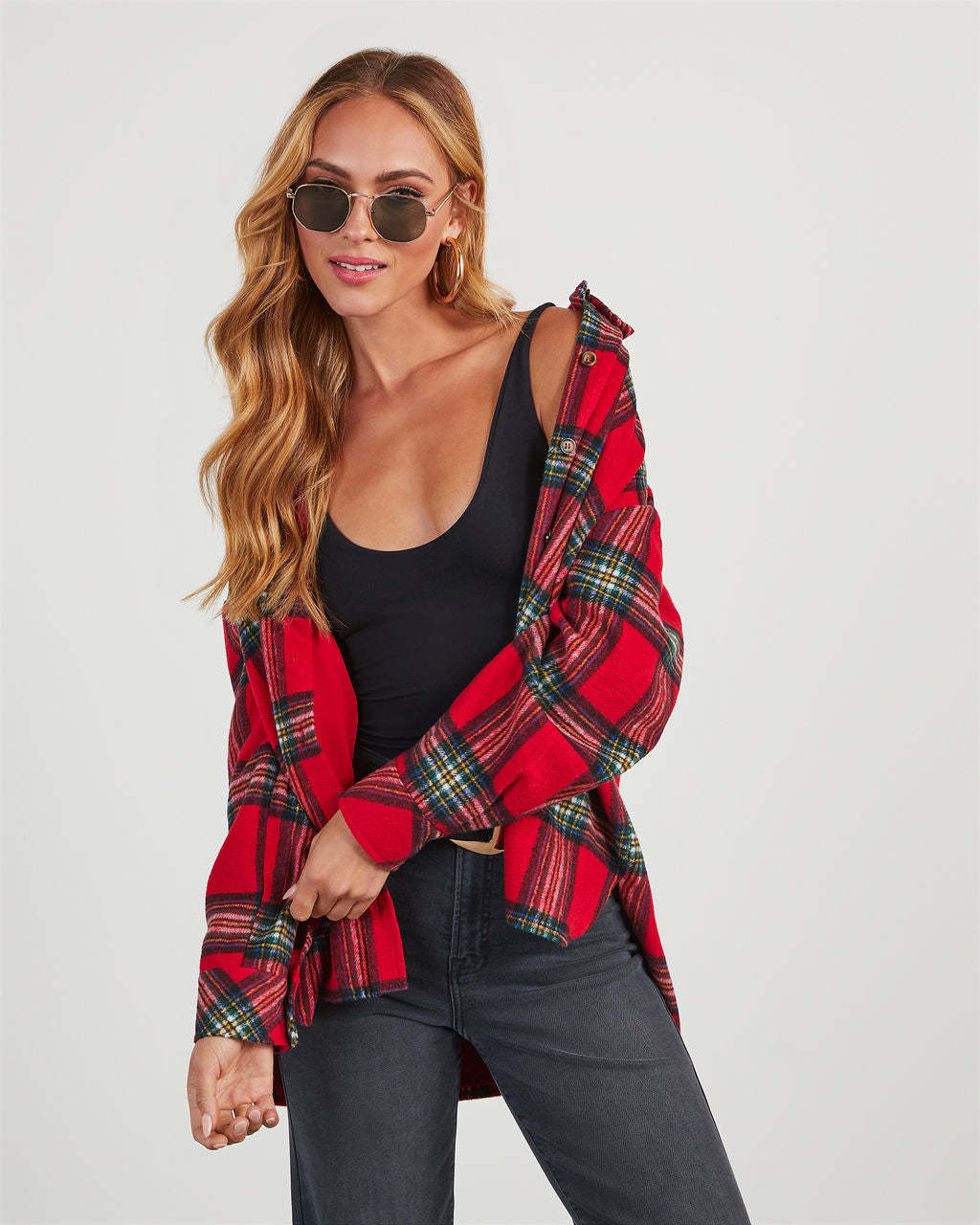 Tucker Plaid Shacket-Matylis