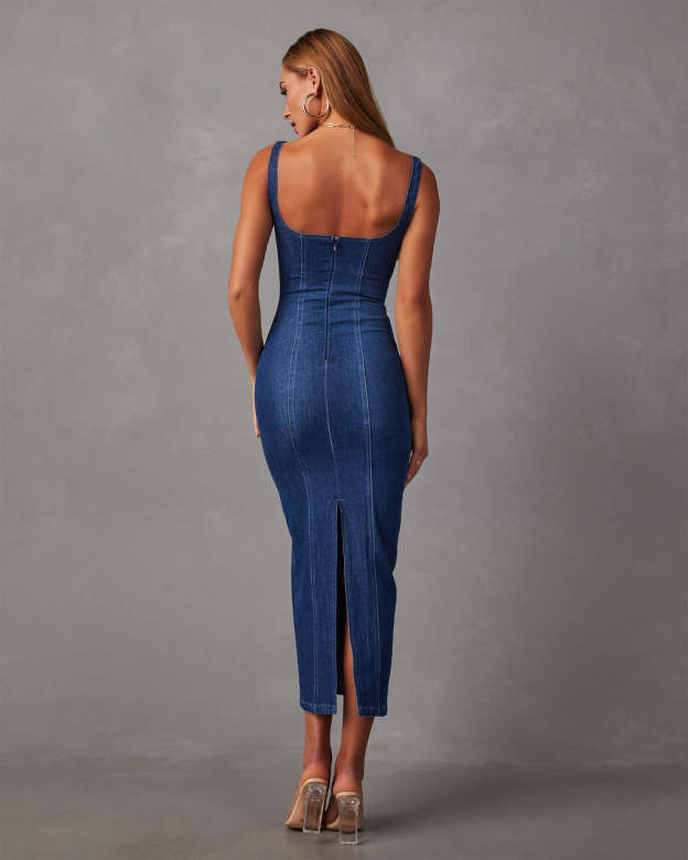Warren Denim Midi Dress-Matylis