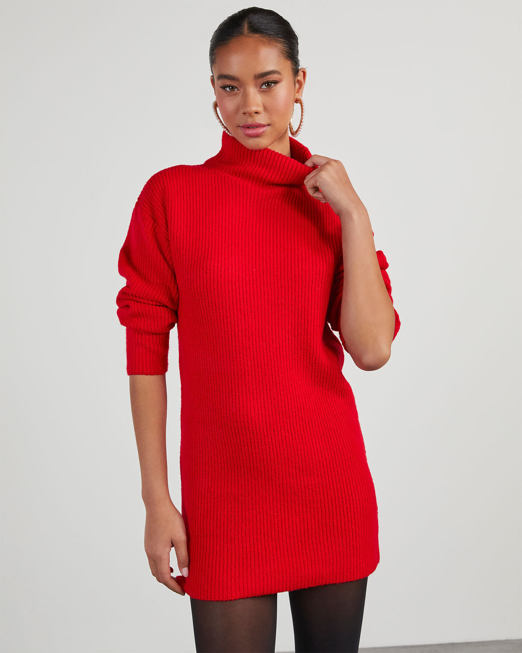 Uptown Girl Mock Neck Sweater Dress-Matylis