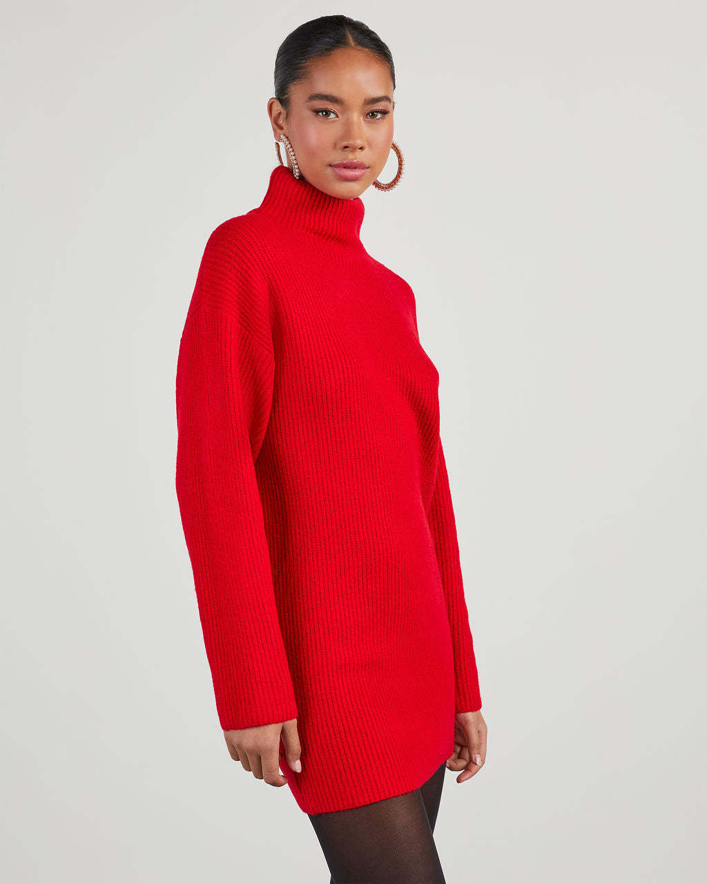 Uptown Girl Mock Neck Sweater Dress-Matylis