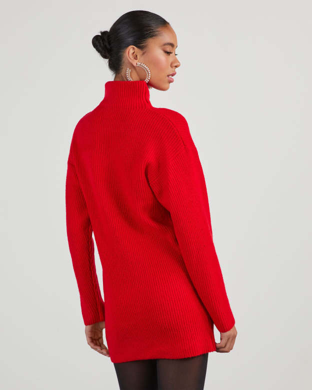 Uptown Girl Mock Neck Sweater Dress-Matylis