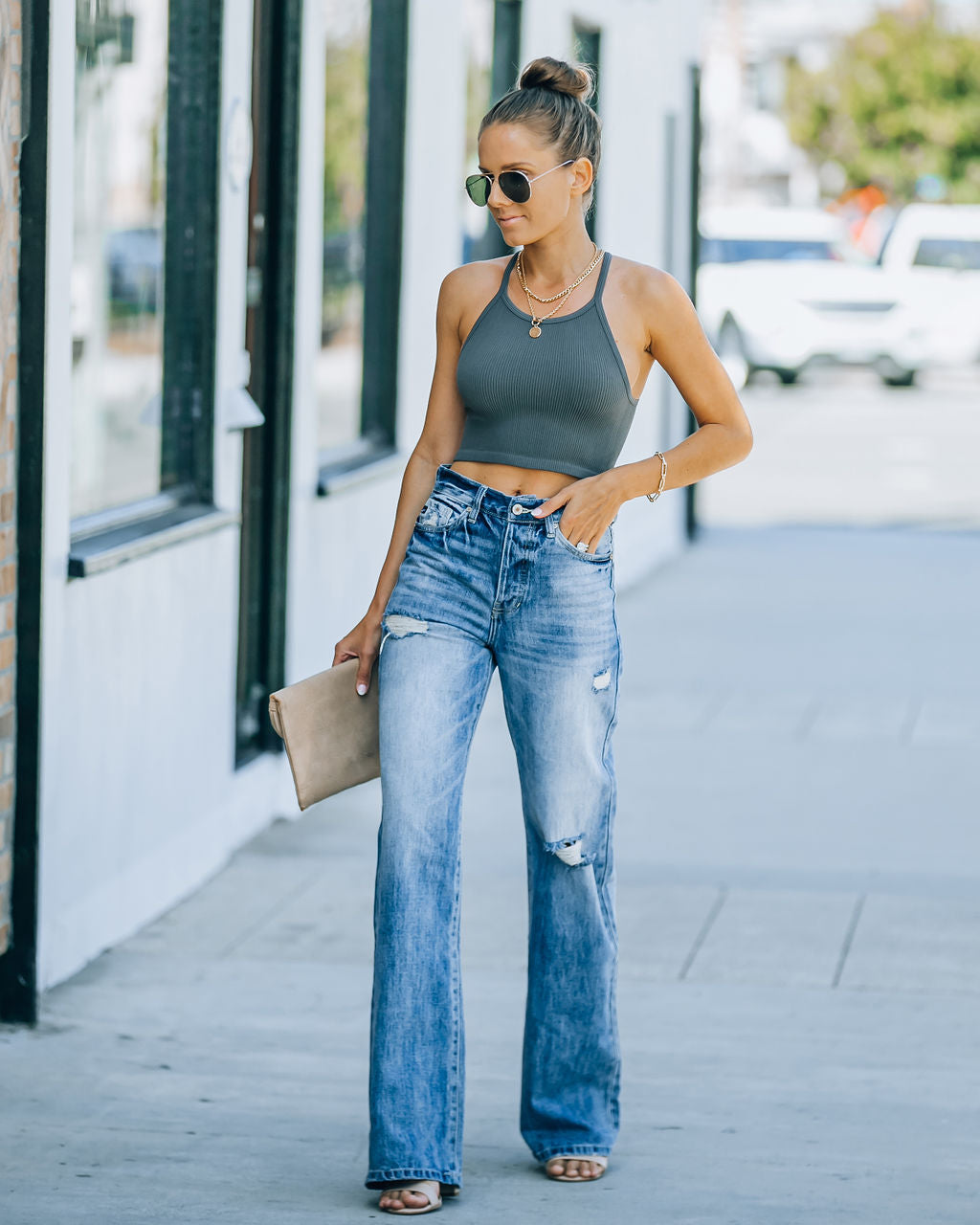 Warren High Rise Distressed 90'S Flare Denim-Matylis