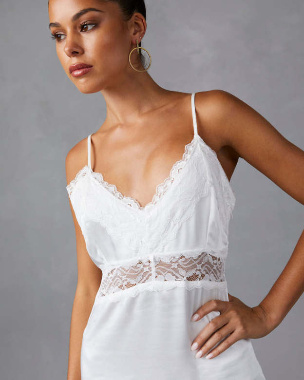 Therese Satin Lace Midi Dress-Matylis