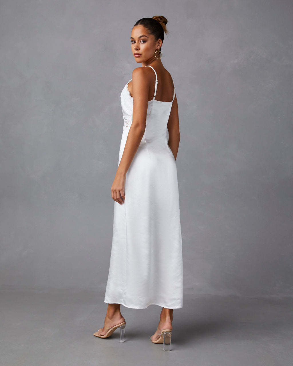 Therese Satin Lace Midi Dress-Matylis