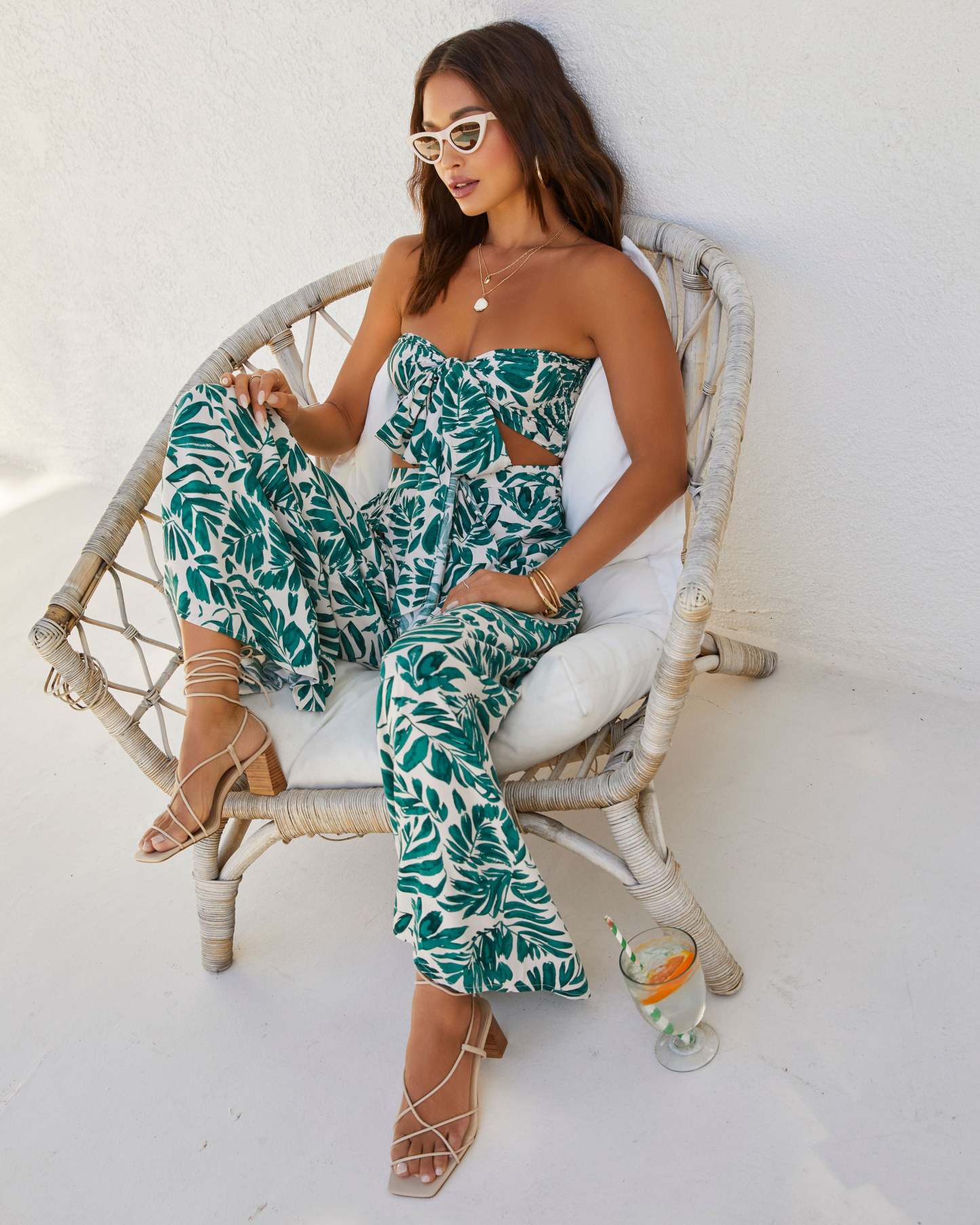Wailea Palm Print Wide Leg Pant-Matylis