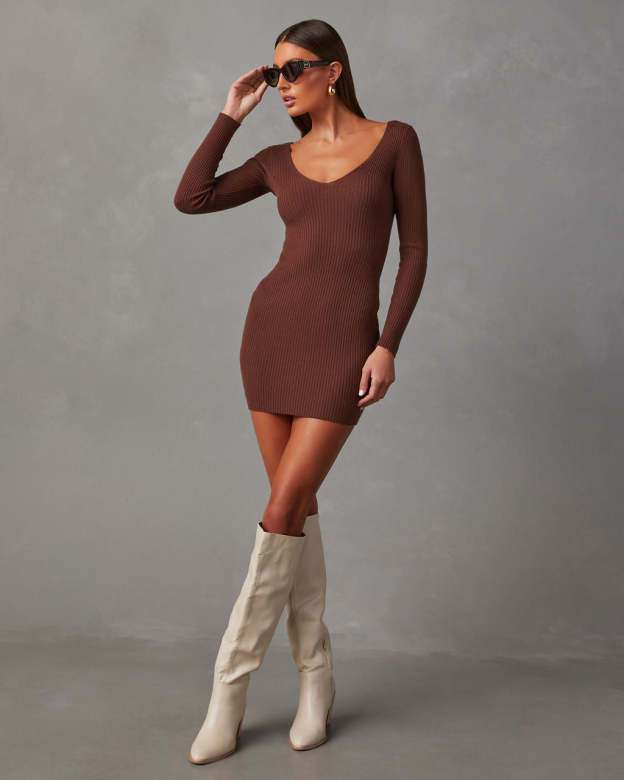 Vickie Bodycon Mini Sweater Dress-Matylis