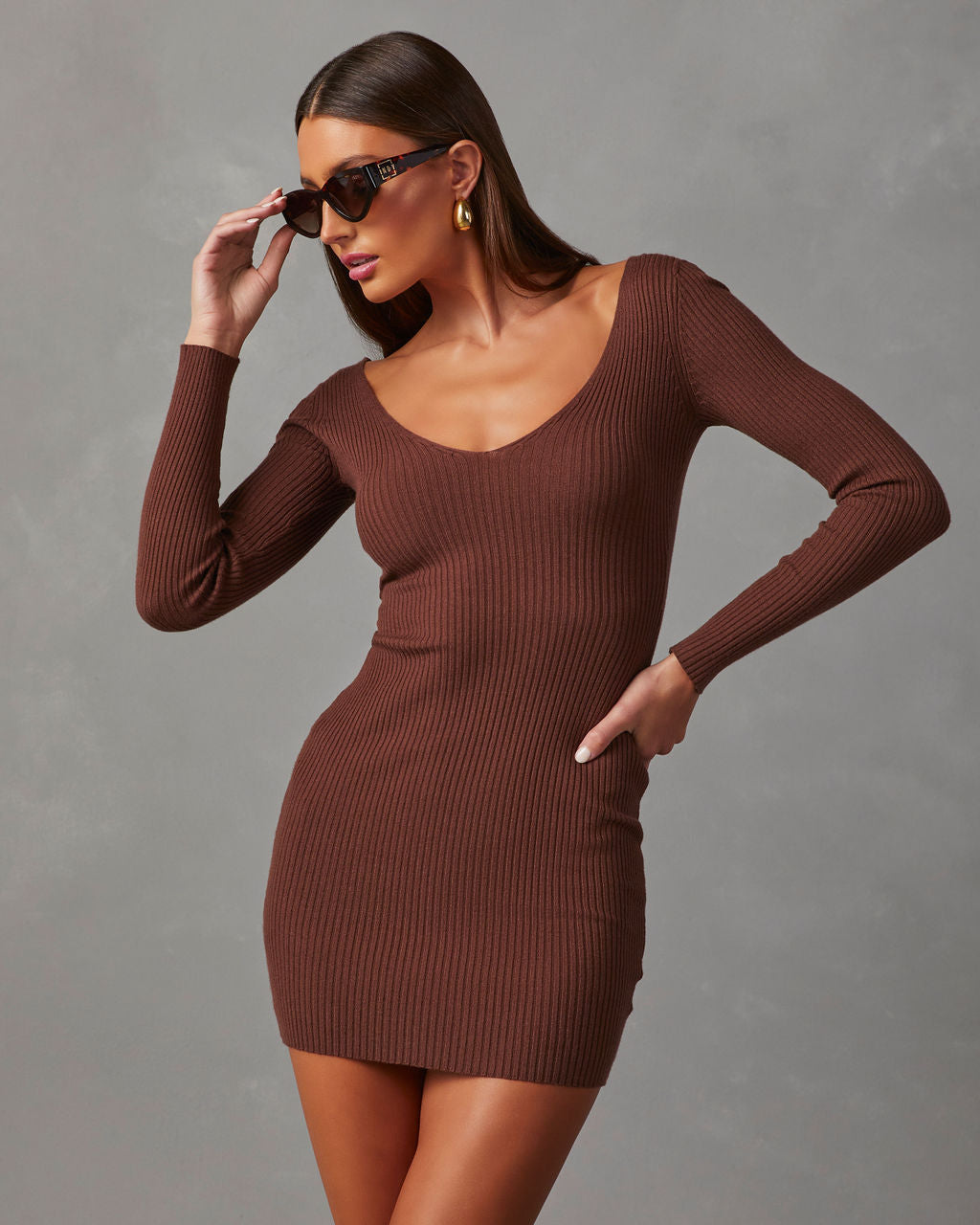 Vickie Bodycon Mini Sweater Dress-Matylis
