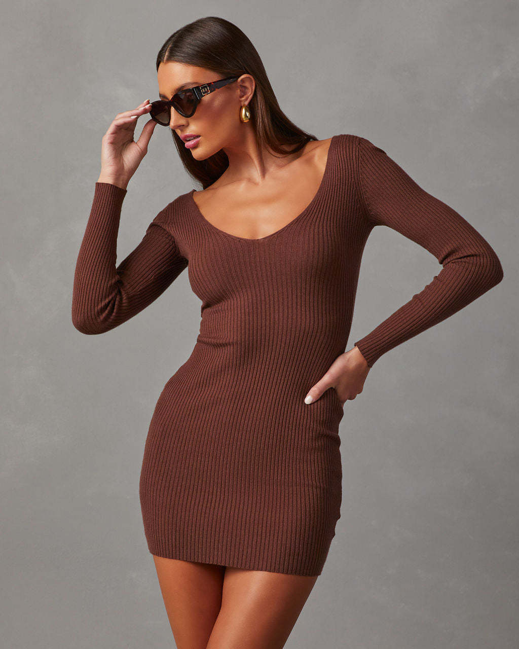 Vickie Bodycon Mini Sweater Dress-Matylis