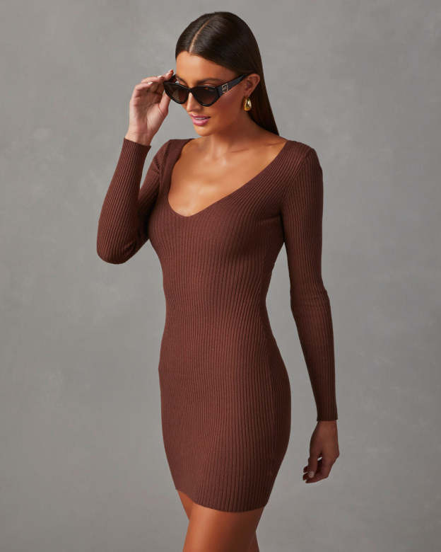 Vickie Bodycon Mini Sweater Dress-Matylis