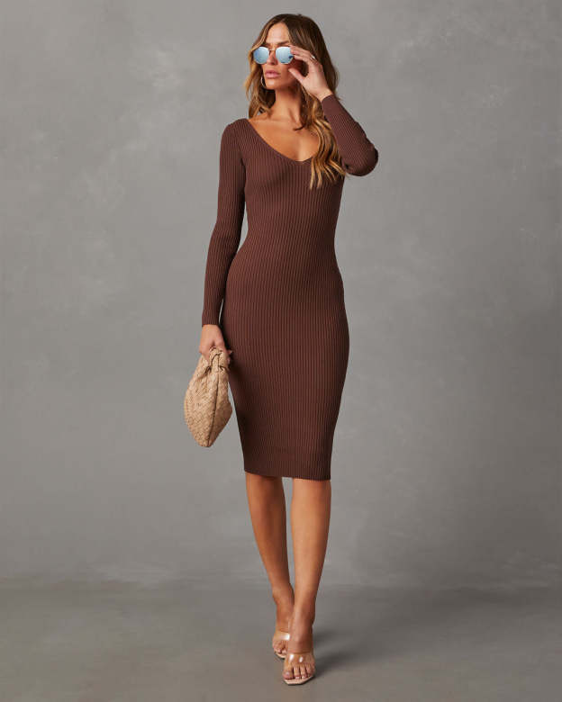 Wickson Ribbed Midi Sweater Dress-Matylis