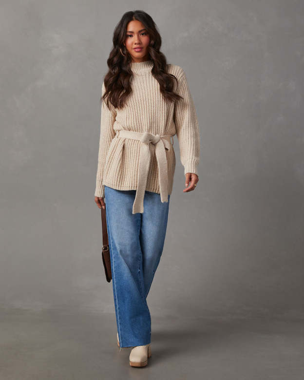 Wixson Belted Mock Neck Sweater-Matylis