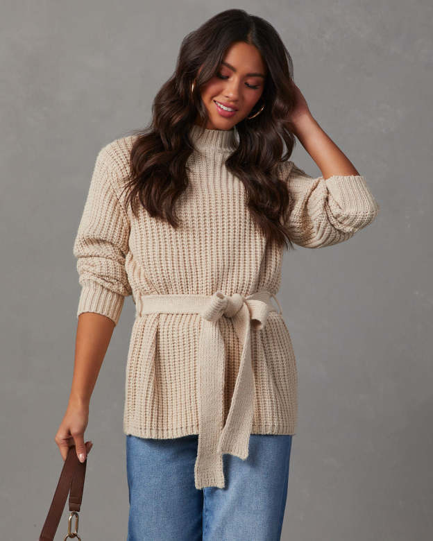 Wixson Belted Mock Neck Sweater-Matylis
