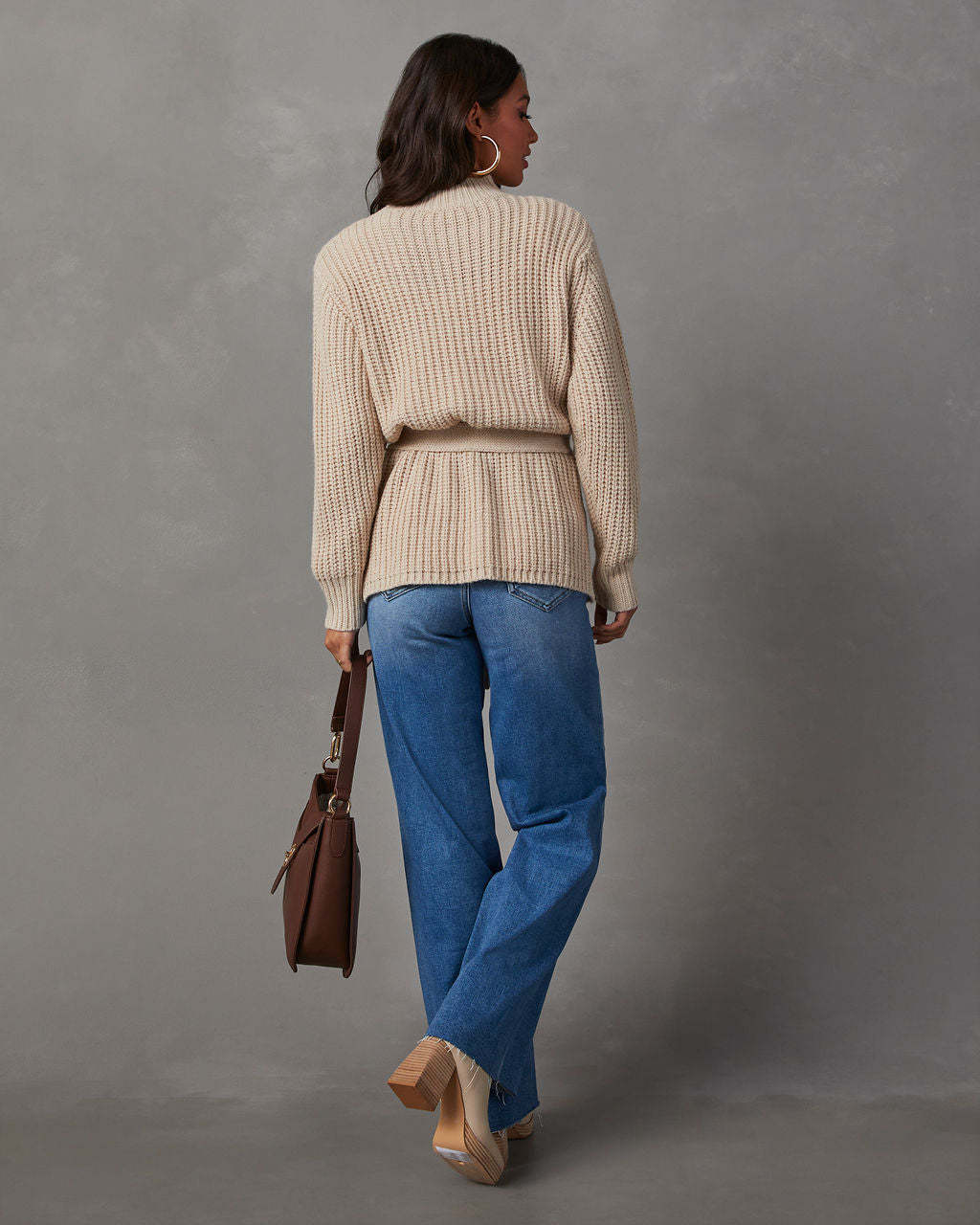 Wixson Belted Mock Neck Sweater-Matylis