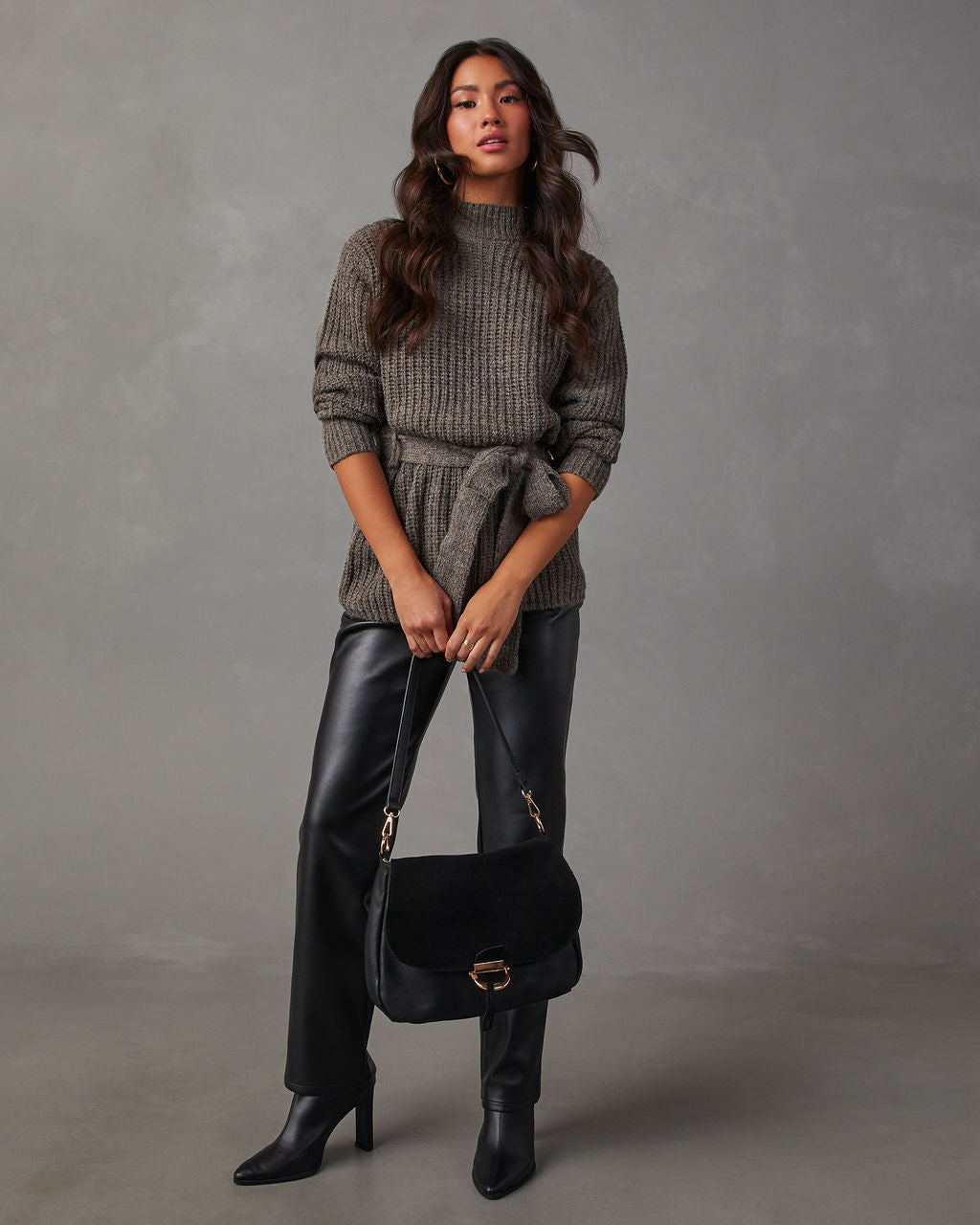 Wixson Belted Mock Neck Sweater-Matylis