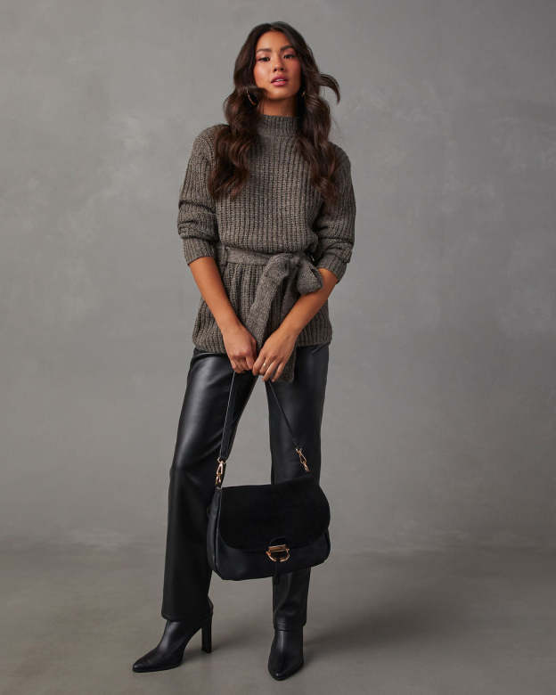 Wixson Belted Mock Neck Sweater-Matylis