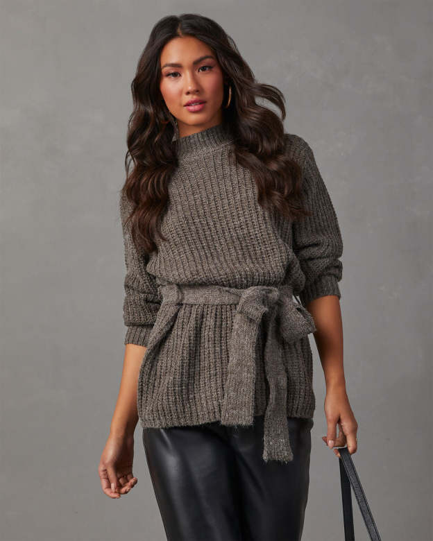 Wixson Belted Mock Neck Sweater-Matylis