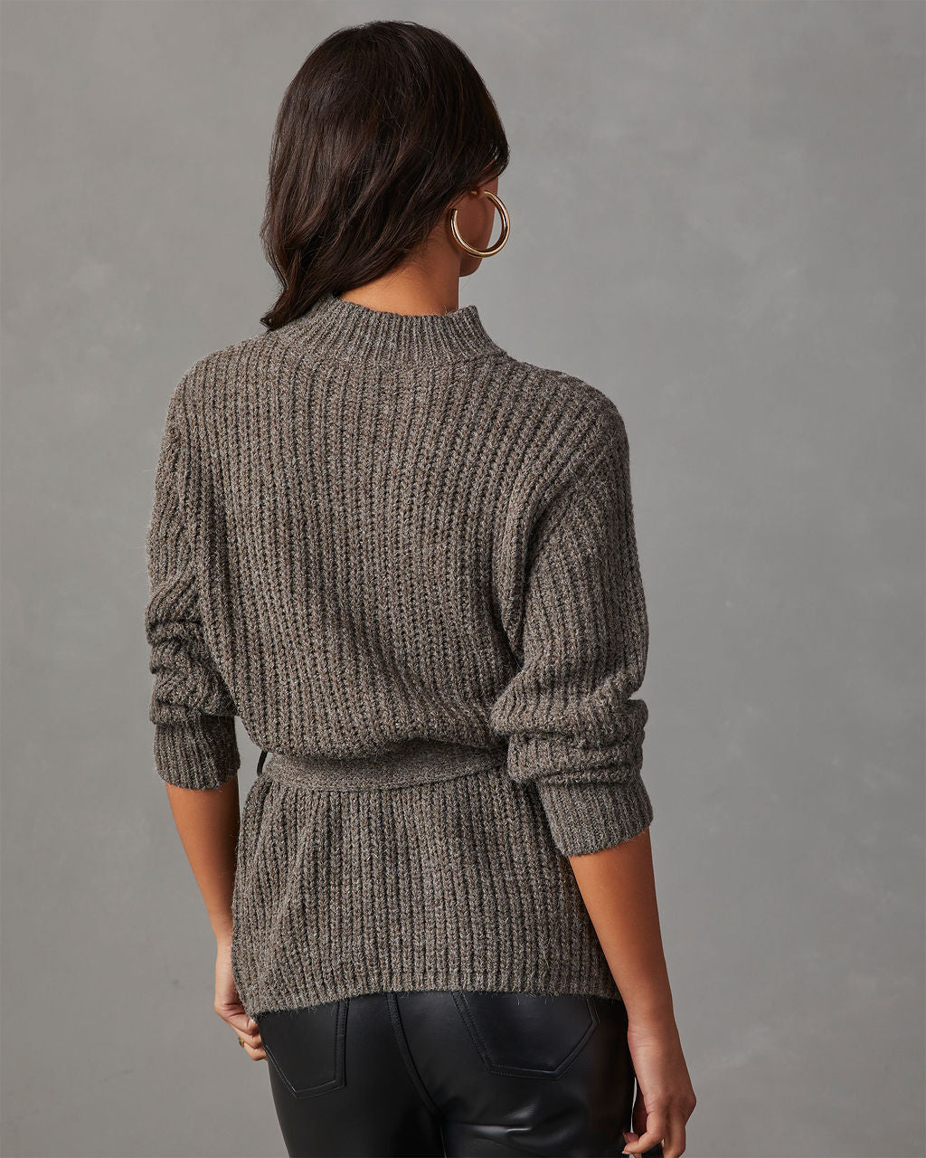 Wixson Belted Mock Neck Sweater-Matylis