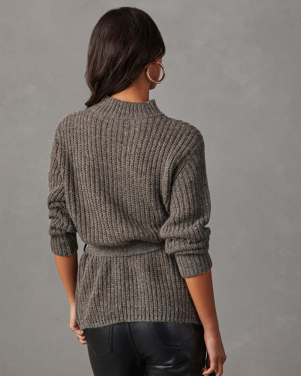 Wixson Belted Mock Neck Sweater-Matylis