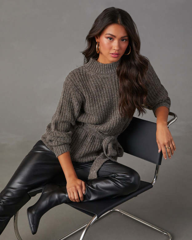 Wixson Belted Mock Neck Sweater-Matylis