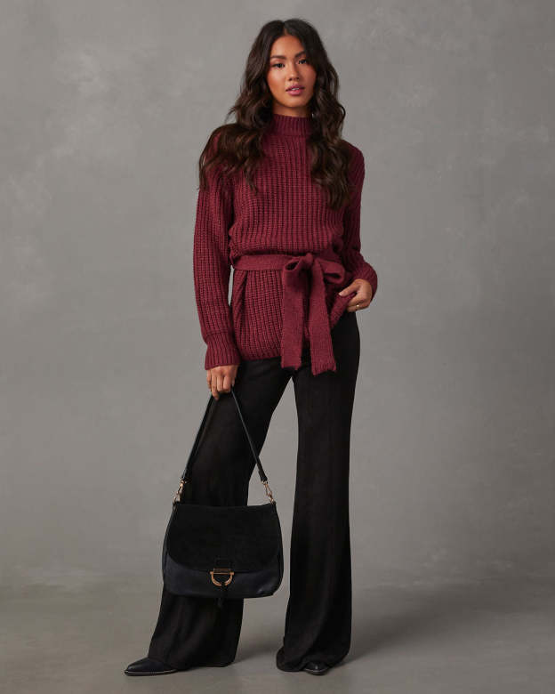 Wixson Belted Mock Neck Sweater-Matylis