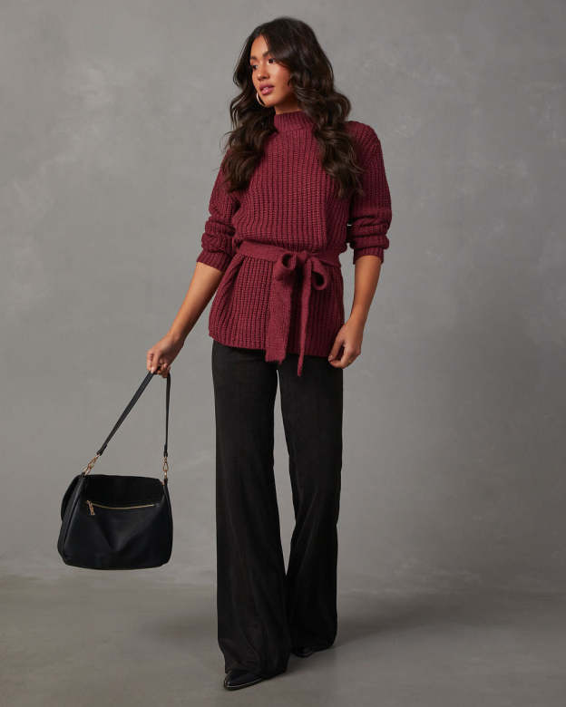 Wixson Belted Mock Neck Sweater-Matylis