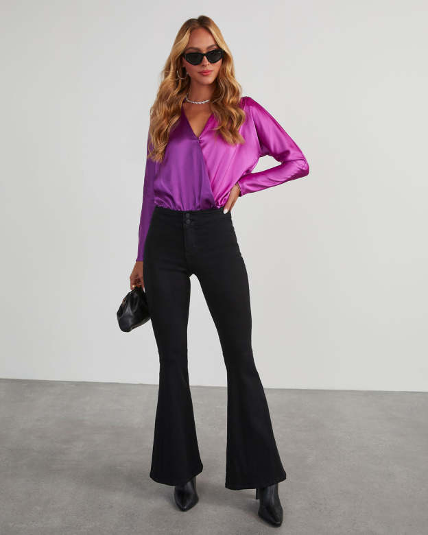 Two Sides Satin Drape Bodysuit-Matylis