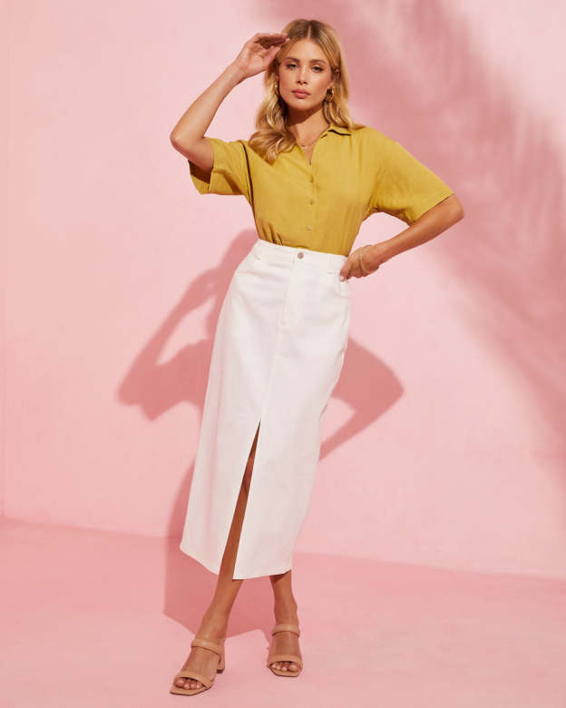 Tofino Short Sleeve Button Up Top-Matylis