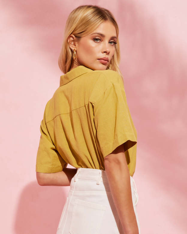 Tofino Short Sleeve Button Up Top-Matylis