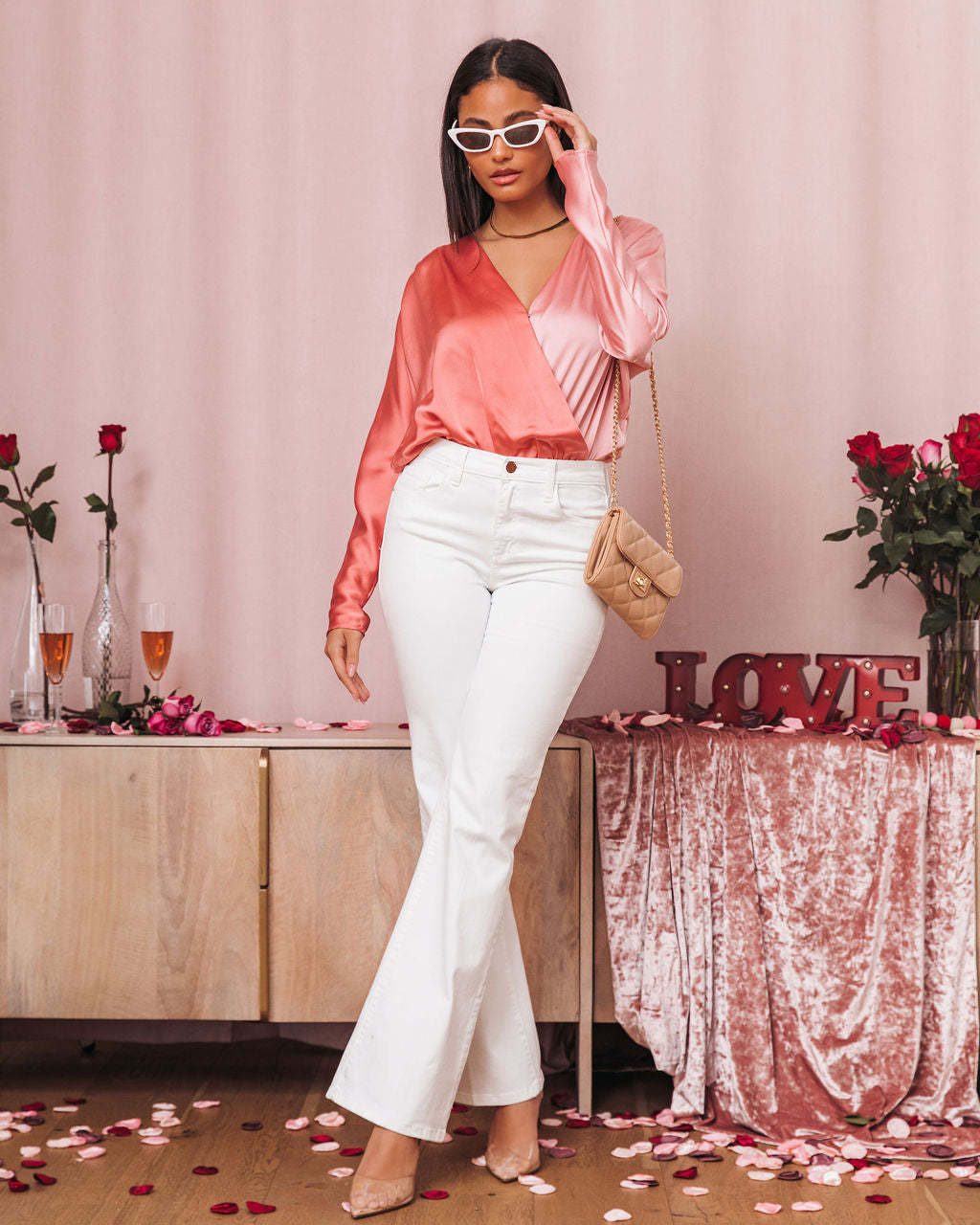 Two Sides Satin Drape Bodysuit-Matylis