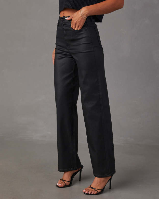 Matylis Icon Coated High Rise Straight Jeans-Matylis