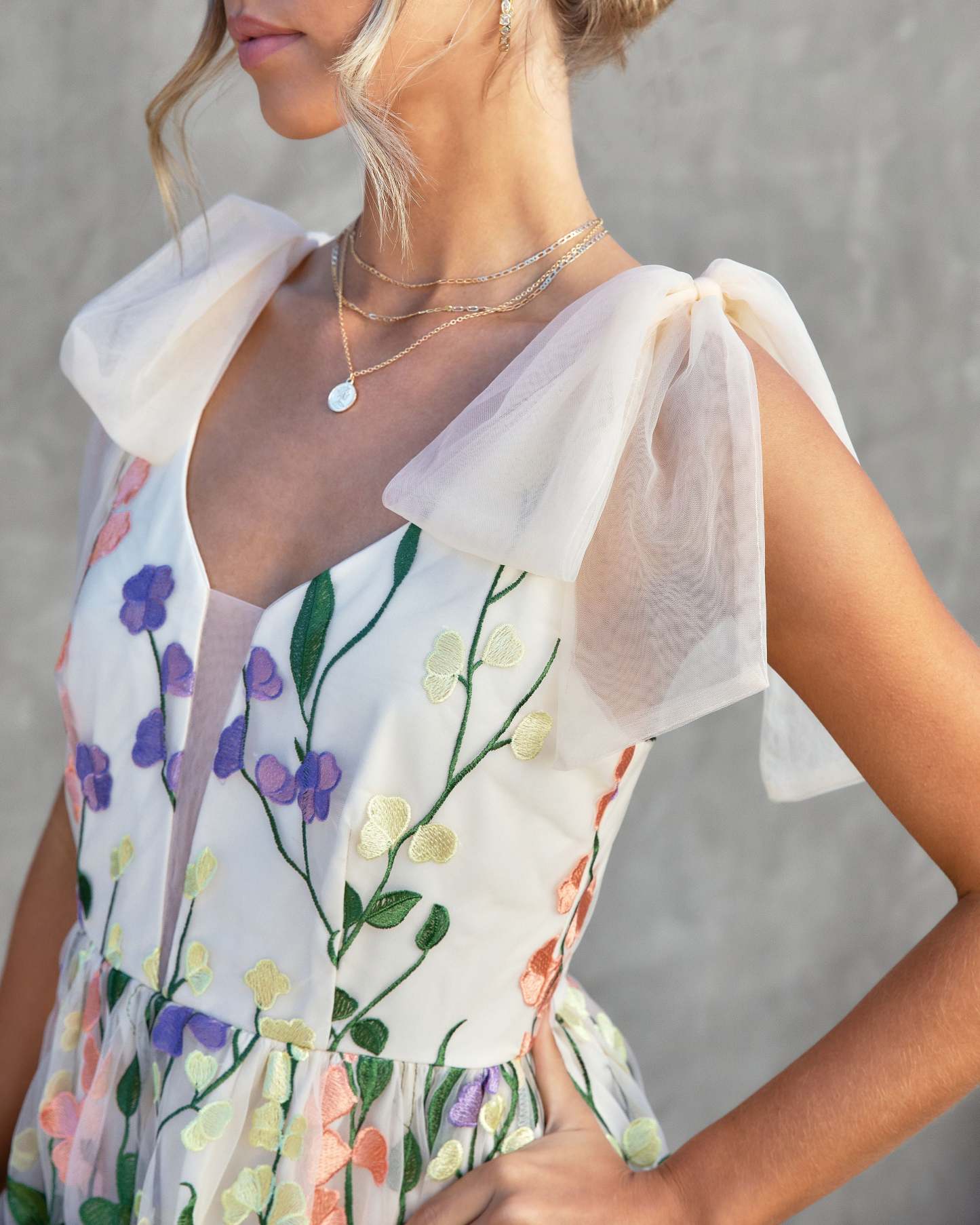 Wish Upon A Dream Floral Applique Midi Dress-Matylis